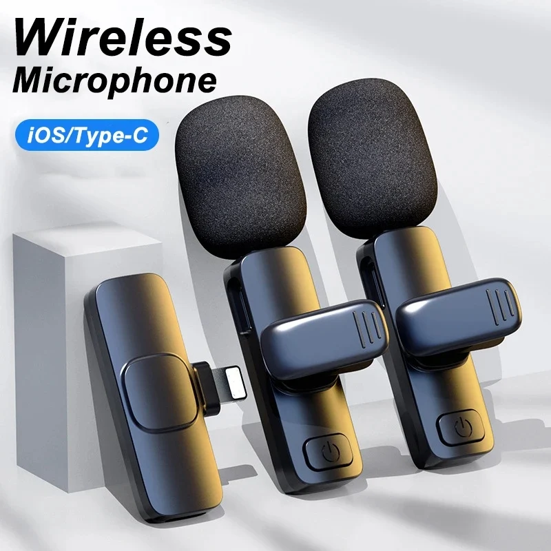 New Wireless Lavalier Microphone Portable Audio Video Recording Mini Mic for iPhone Android Live Broadcast Gaming Phone Mic