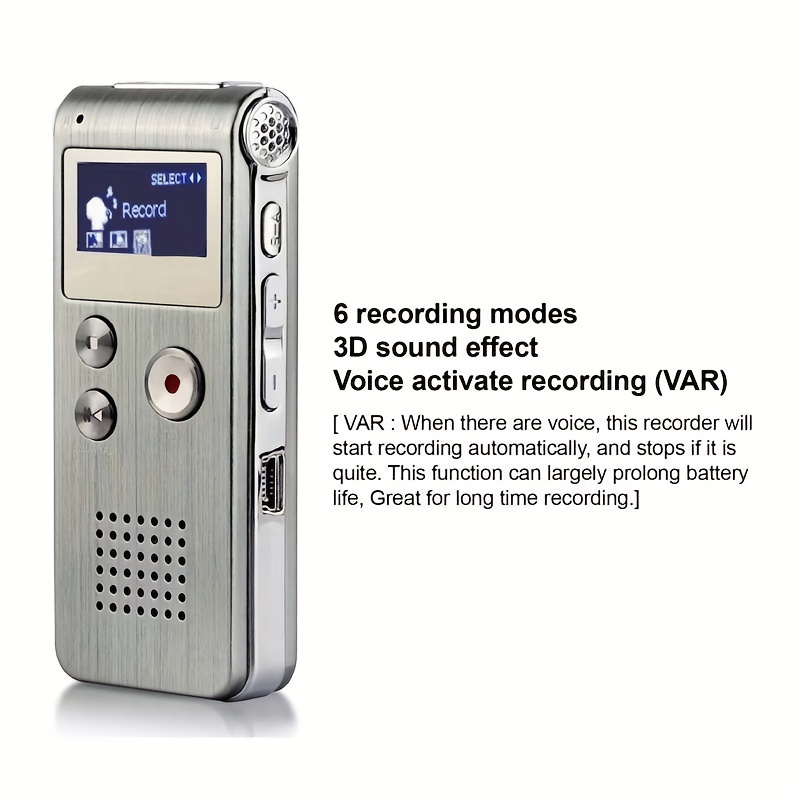  High-Def Voice Recorder MP3 Player - 650HR Continuous Recording, Rechargeable, Portable & Seamless Music Playback