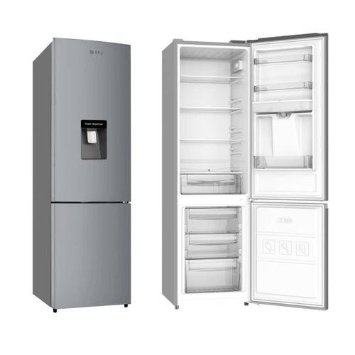 SPJ 379L Double Door Refrigerator With Integrated Water Dispenser With Top-Mount Freezer And Sleek Modern Design - Grey