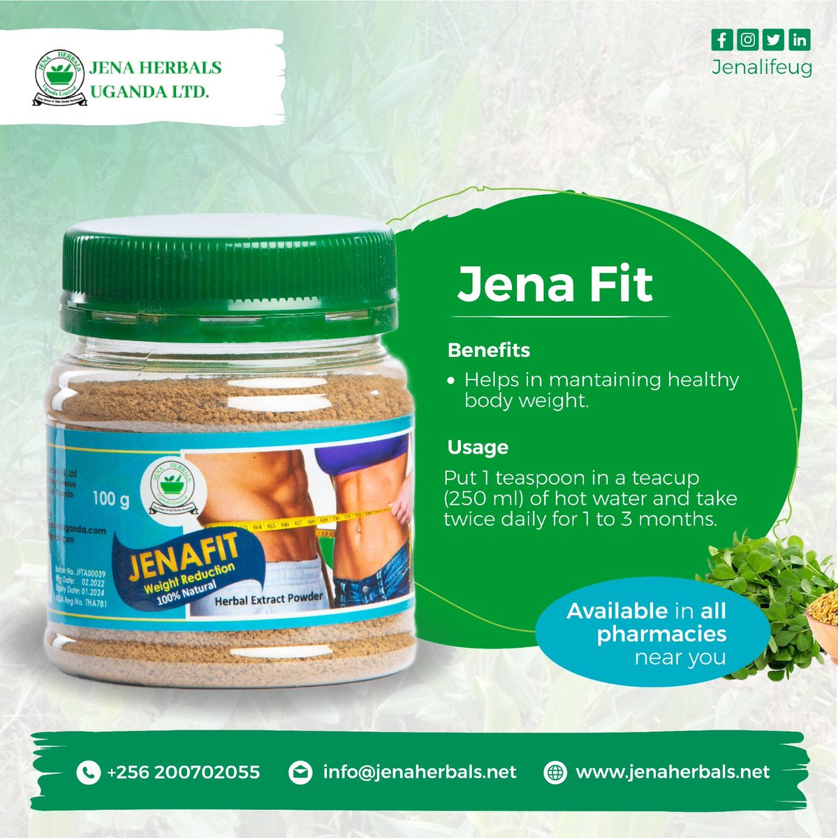 Jena Herbals JenaFit Supplement of maintaining heathy body weight