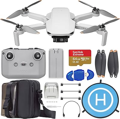 DJI Mini 2 SE, Lightweight Mini Drone with QHD Video, 10km Max Video Transmission, 31-Min Flight Time, Under 249 g, Auto Return to Home Bundle with 64GB Memory, DJI Bag, Landing Pad + More
