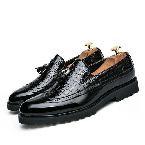 Men's Formal Glossy Tassel Brogue Shoes Loafers & Slip-ons Formal Black