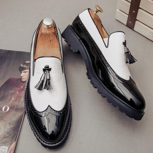 Banagat Men Glossy Tassel Brogue Shoes Loafers & Slip-ons Formal Corporate