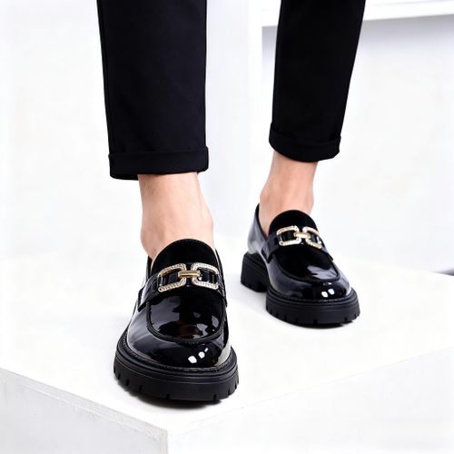 Banagat Men's Comfortable Casual Loafers & Slip-ons Formal Corporate Shoes Black