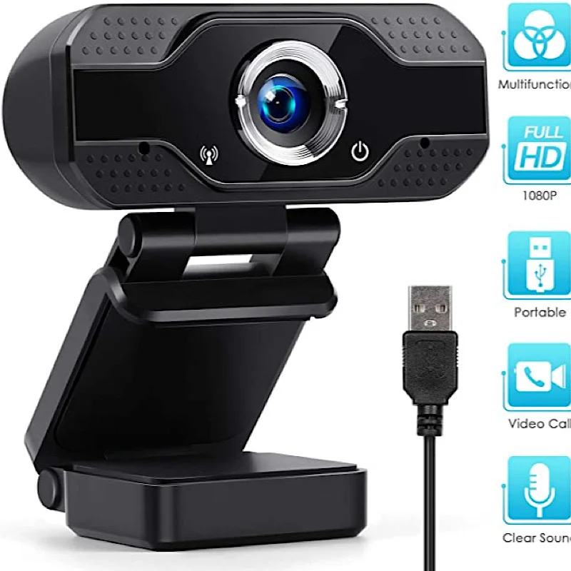 Computer HD video USB camera with built-in sound absorption microphone