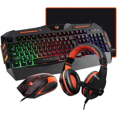 Explosive pattern mechanical feel esports 4D game backlight rainbow dazzling wired keyboard mouse headphone four piece kit