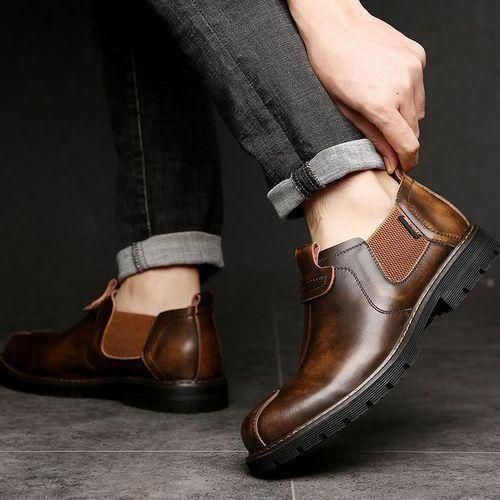 Banagat Men's Oxfords Formal Flat Business Shoes Loafers Italian Official Brown