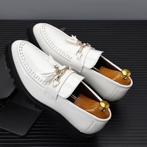 Banagat Men's Casual Oxfords Corporate Loafers Office Wedding Shoes White