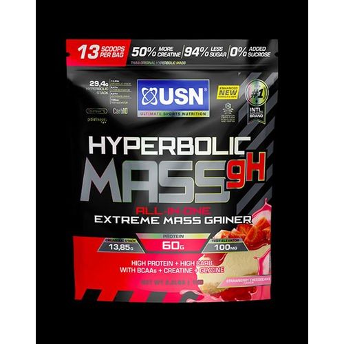 USN Hyperbolic Mass gH Extreme Body And Muscle Mass Gainer 1Kg (4.4 Lbs) - Strawberry Cheesecake