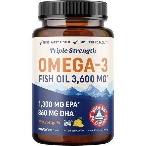 Triple Strength Omega-3 Fish Oil dietary supplement - 180Gels.