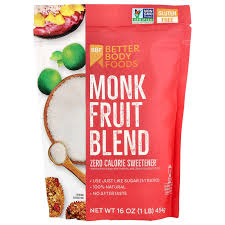 Better Body Foods Monk Fruit Blend, Sugar substitute 1 lb (454 g)