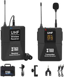 XTUGA Wireless Lavalier Microphone with Audio Monitor Function Camera Mic UHF Wireless Lapel Mic for Smartphones DSLR Cameras