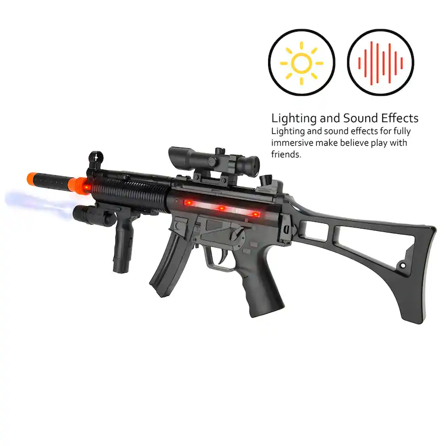 26" Kids Light Up Combat Machine GunToy Gift w/ Flashing Lights Sound Vibrations