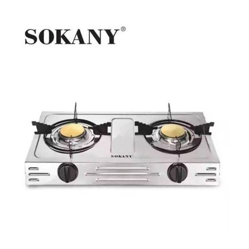 Sokany 2 Gas Burner Cooker Table Top Gas Stove Hob Hot Plate For Heavy And Large Pot Pans -silver.